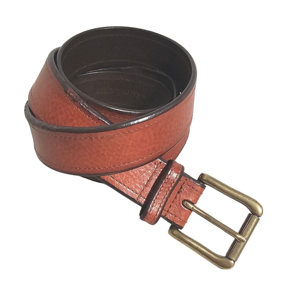 Polo Ralph Lauren Men Belt 42 Brown Italian Leather Brass Buckle Classic Preppy
